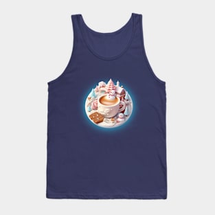 Snowman in a cappuccino with winter wonderland Tank Top